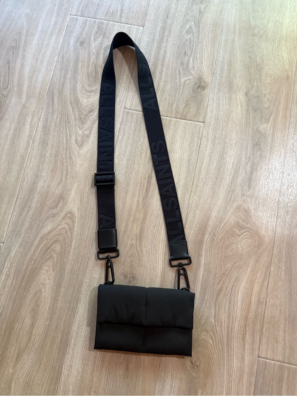 AllSaints Ezra Black Padded Crossbody Bag